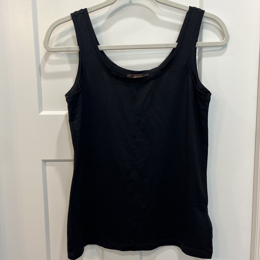 Victor by Victor Alfaro Women's Solid Black Wide Strap Tank Top Size Small